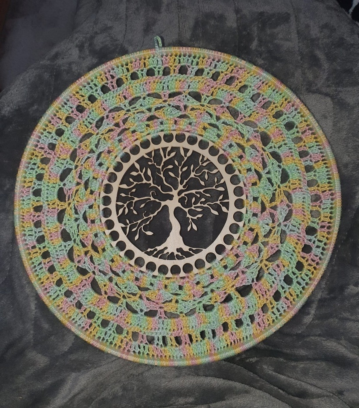 Haakpatroon Mandala met houten schijf