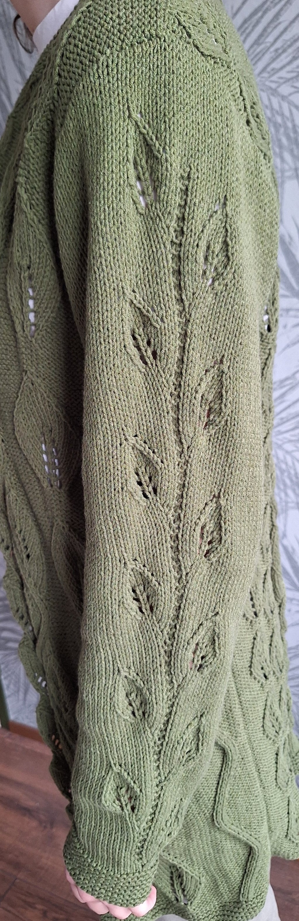 Breipatroon Vest Green Leafs