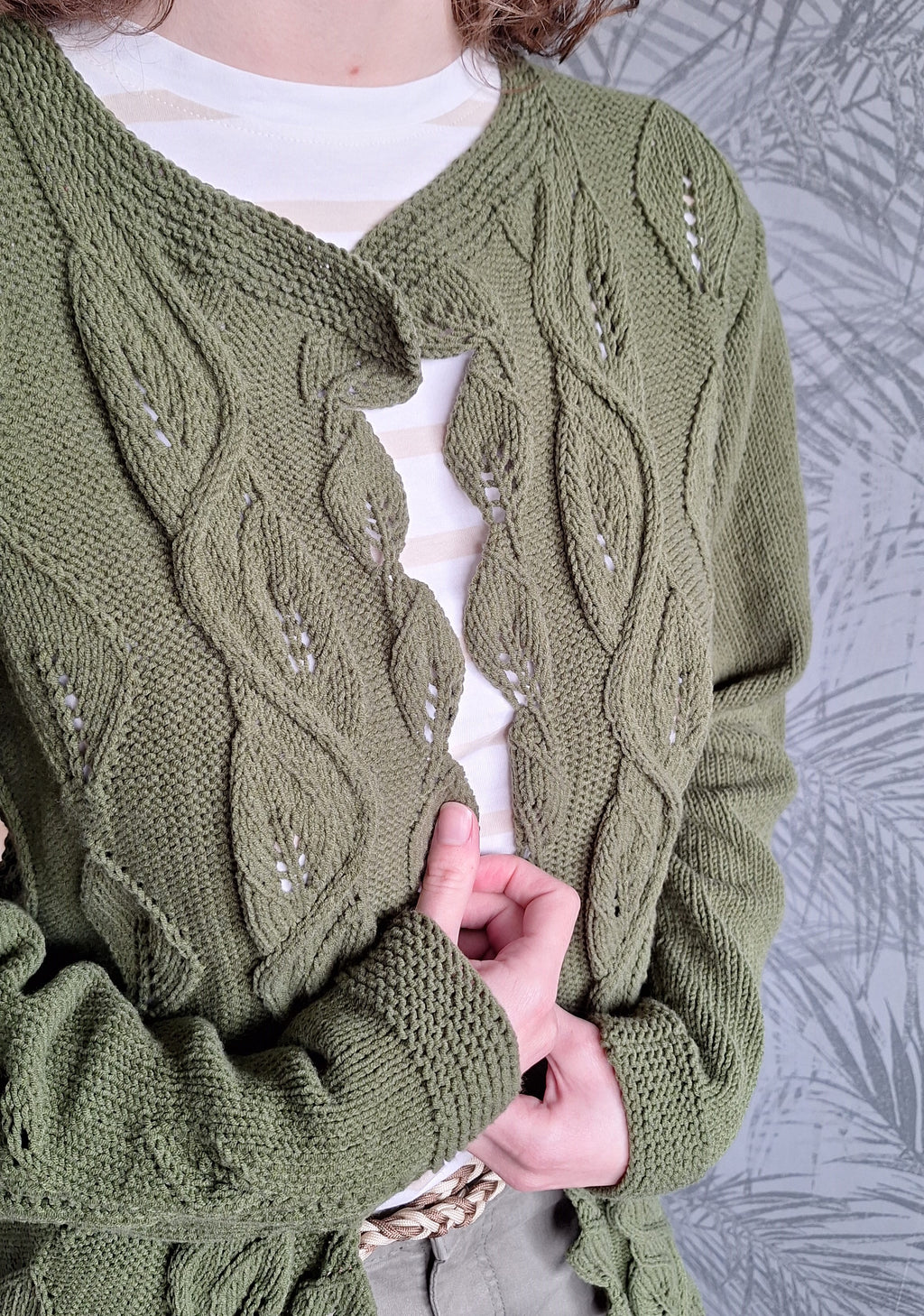 Breipatroon Vest Green Leafs
