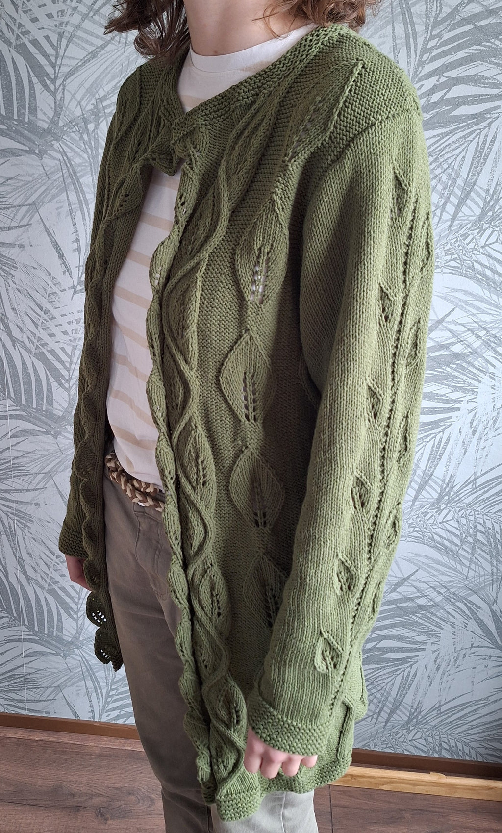 Breipatroon Vest Green Leafs