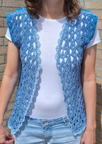 Gehaakt granny vest Annabel met korte mouw – granny square vest haken