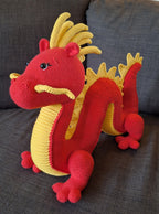 Gehaakte Chinese draak in rood en geel – amigurumi draak haken
