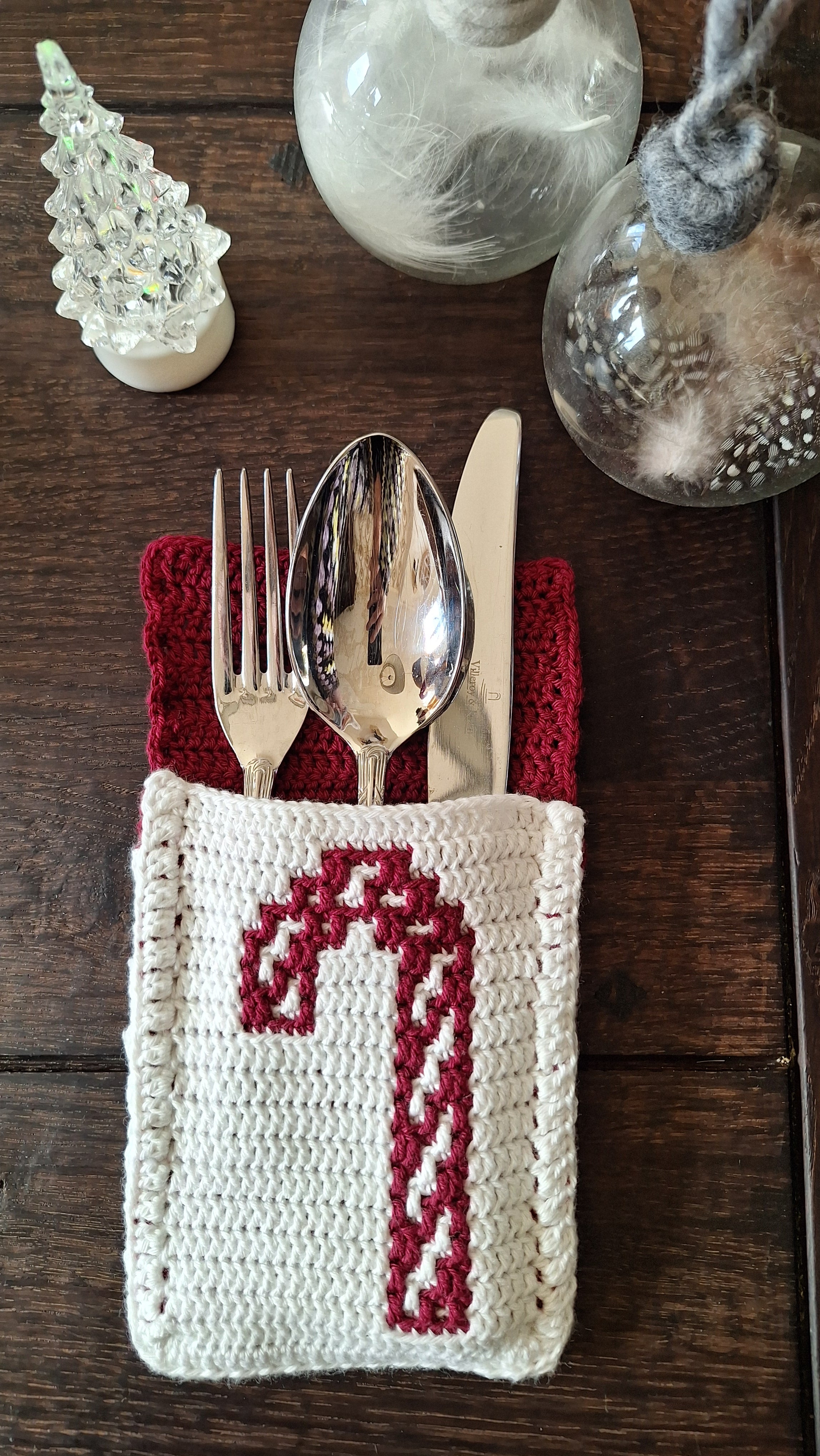 Haakpatroon Bestekhouder Candy Cane