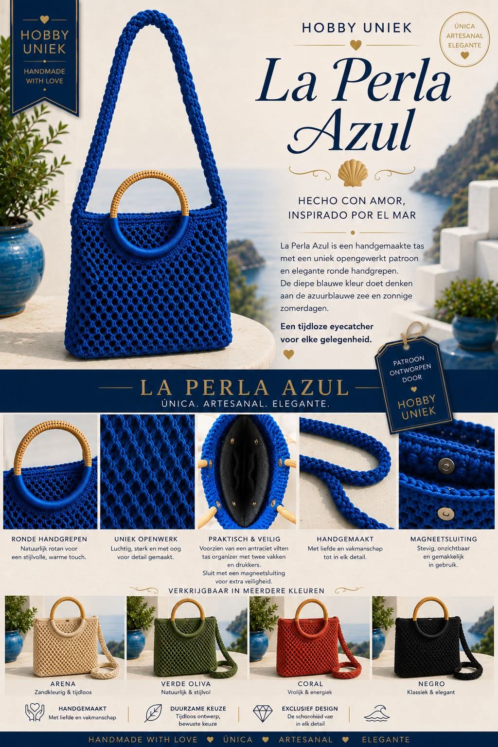 Haakpatroon Tas La Perla Azul