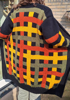 Gebreid lang vest Autumn Stripes met kleurbanen – breipatroon vest